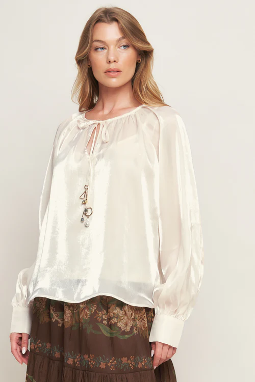 Radiant Aura Woven Peasant Top